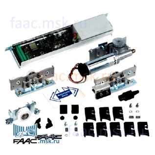 Базовый комплект привода FAAC A1000 с блоком питания и управления, роликовыми опорами, комплектом крепежа и принадлежностями для автоматизации одностворчатых раздвижных дверей