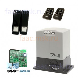 Автоматика для откатных ворот, комплект привода откатных ворот FAAC 741 KIT + пульты RC (741 KIT RC 1).