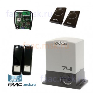 Автоматика для откатных ворот, комплект привода откатных ворот FAAC 741 KIT + пульты SLH (741 KIT SLH 91).
