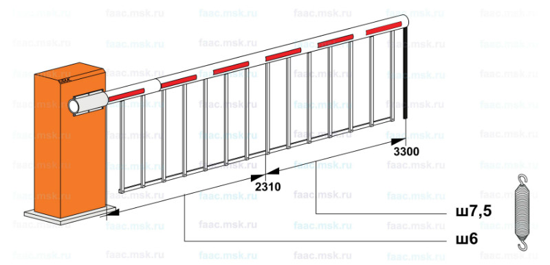 Автоматический шлагбаум FAAC 615 BPR STD подбор пружин для круглой стрелы FAAC (диаметр 75 мм)