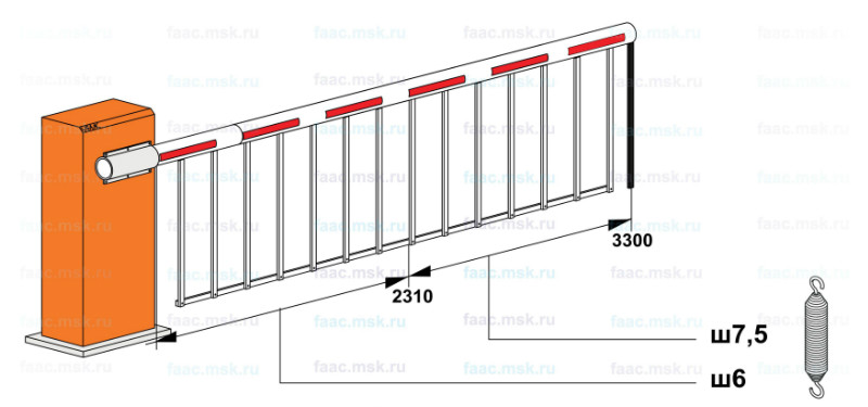 Автоматический шлагбаум FAAC 615 BPR STD подбор пружин для круглой стрелы FAAC (диаметр 75 мм)